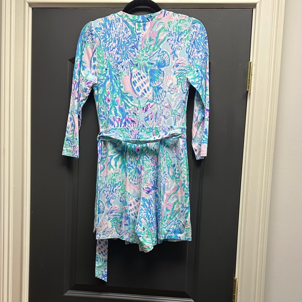 Lilly Pulitzer Karlie Wrap Romper in Amethyst Tin Craysea - Picture 4 of 6